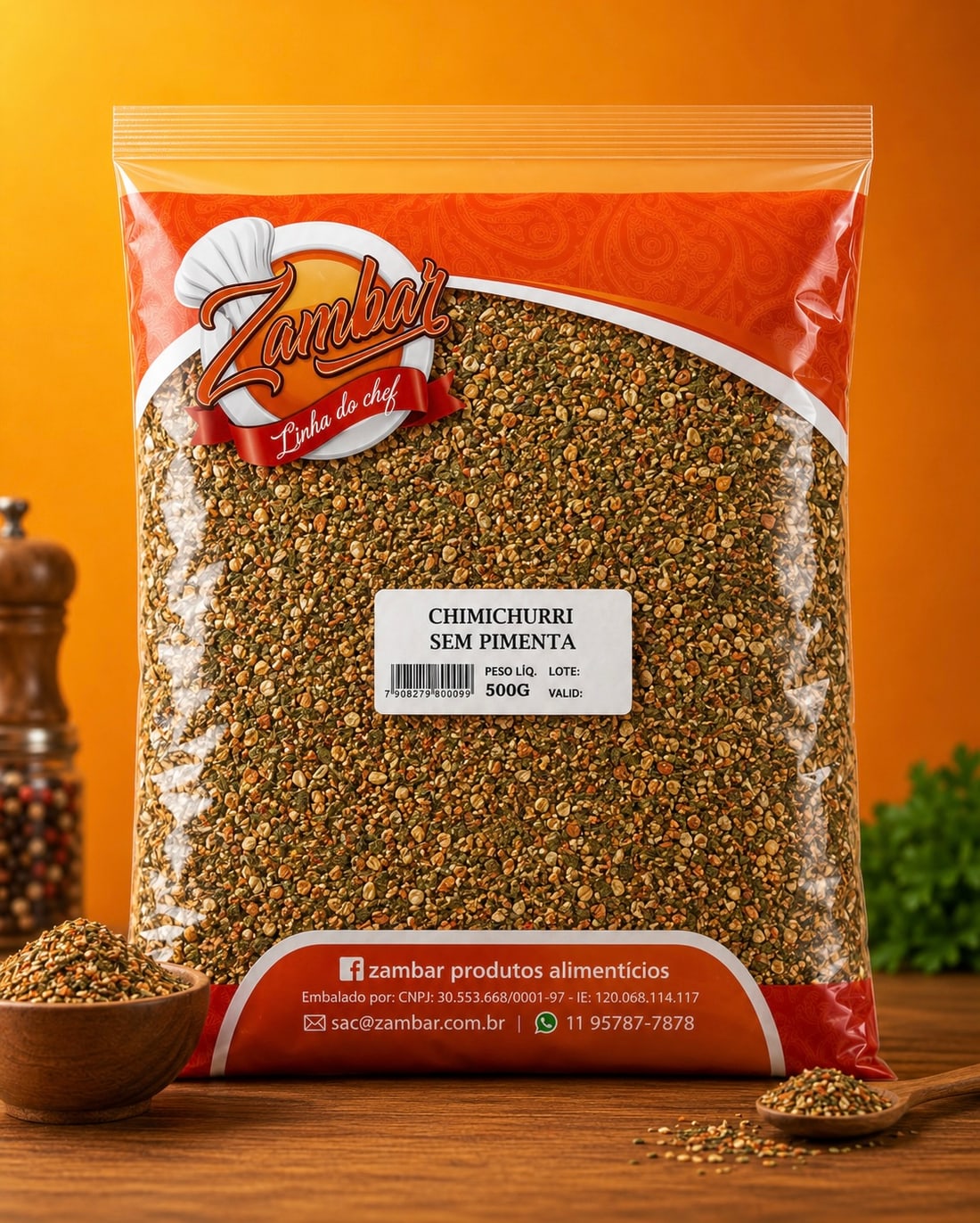 Chimichurri sem Pimenta Linha do Chef Zambar 500 g